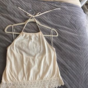 Cream tie halter top